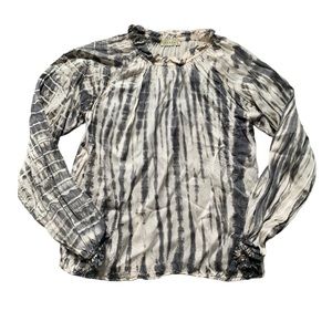 Stark X Silky White & Gray Tie Dye Blouse M